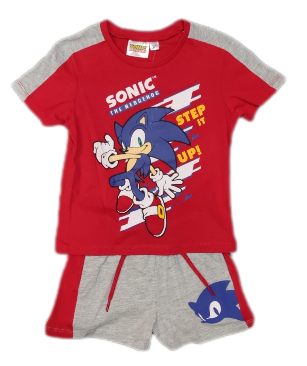 Sonic Jungen Set in rot-grau - T-Shirt und kurze Hose
